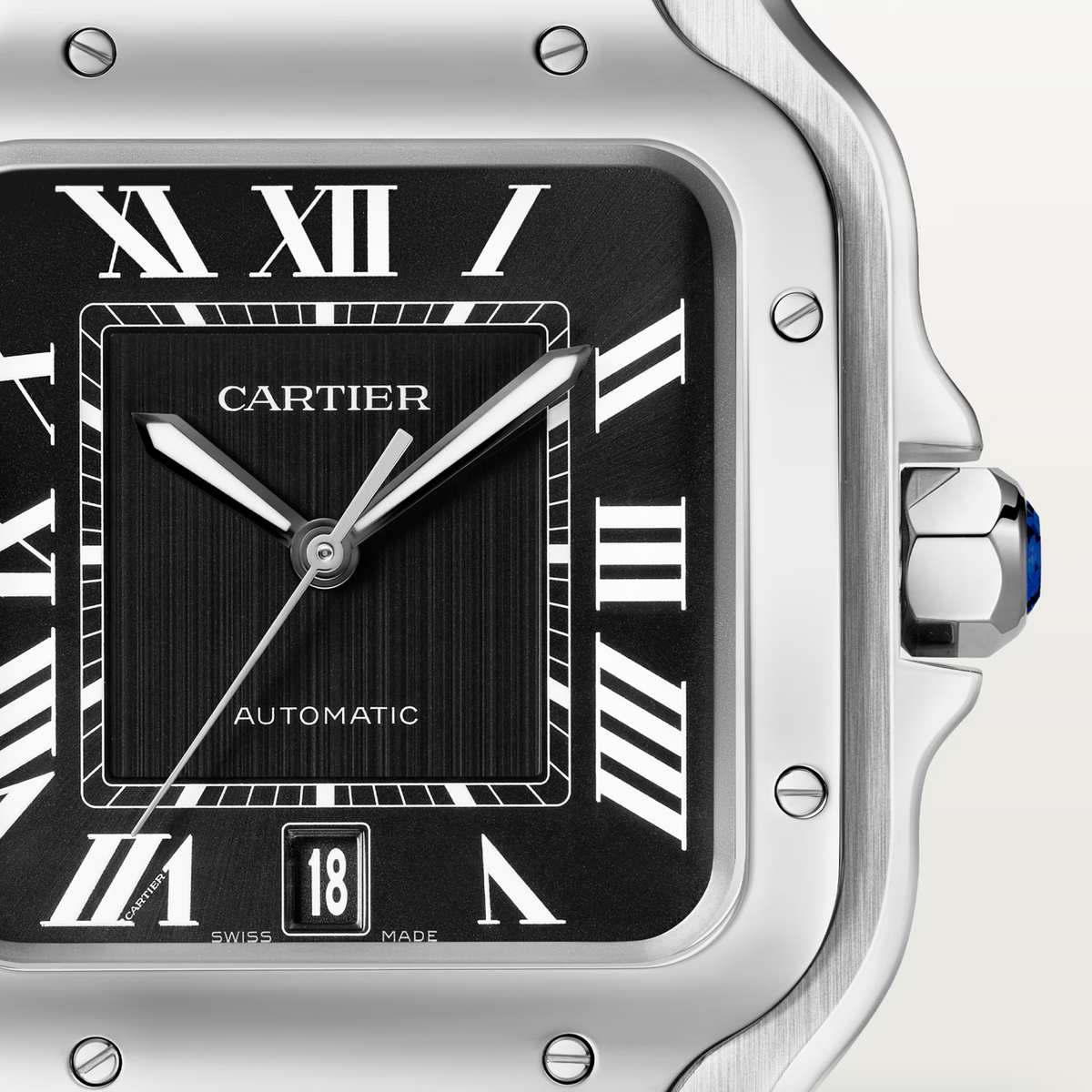 Cartier Santos WSSA0096 black dial close-up